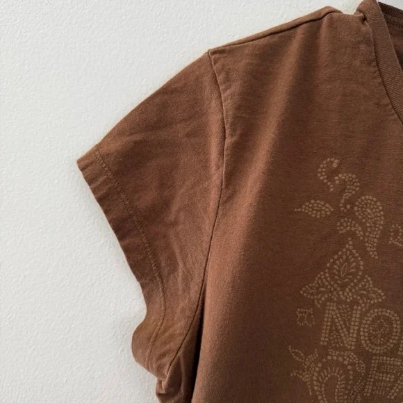 The North Face A5 Series Brown Paisley Logo y2k T-Shirt Womens Large L/G - Picture 3 of 8